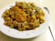 Pfannengericht: Gemüsepfanne mit Hähnchen und Mango - Rezept