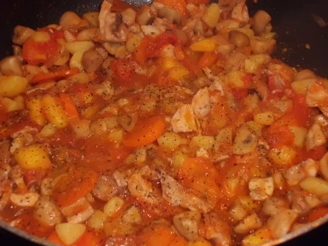 Pfannengericht: Gemüsepfanne mit Hähnchen und Mango - Rezept - Bild Nr. 4