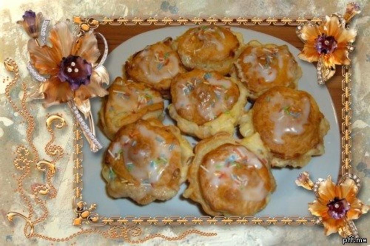 Kuchen : Blätterteig - Pudding - Marzipan - Apfel - Küchlein - Rezept