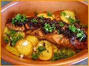 Lachsfilet auf Kartoffelblüten - Rezept