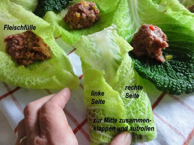 Gemüse:   WIRSING - ROULADEN mit Hackfüllung - Rezept - Bild Nr. 10