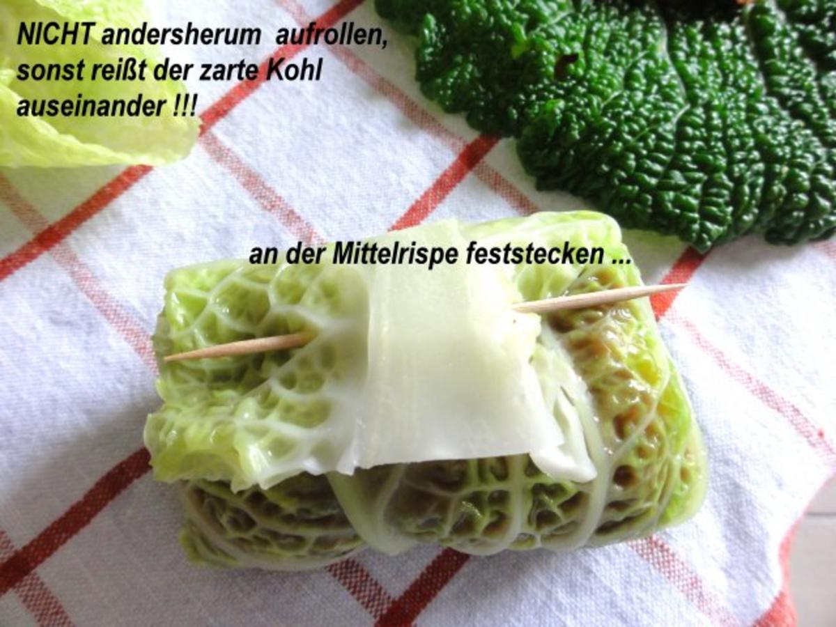 Gemüse:   WIRSING - ROULADEN mit Hackfüllung - Rezept - Bild Nr. 11