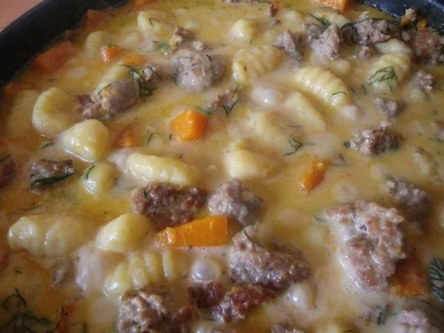 Kürbis in Käsesahnesosse mit Gehacktesklösschen - Rezept - Bild Nr. 15