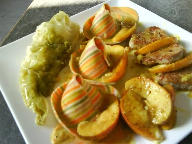 Schweinefilet in Apfelcrème mit Spitzkohl und Sombreroni's - Rezept