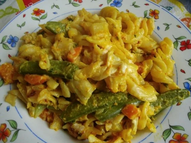 Hasi`s Kürbis Gemüsepfanne mit Nudeln - Rezept