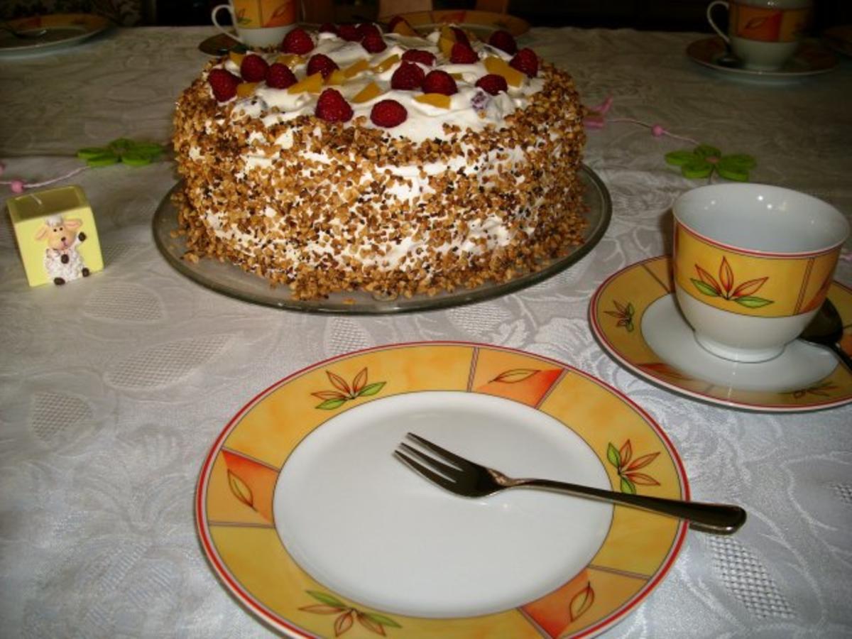 Himbeer-Pfirsisch-Torte>> - Rezept