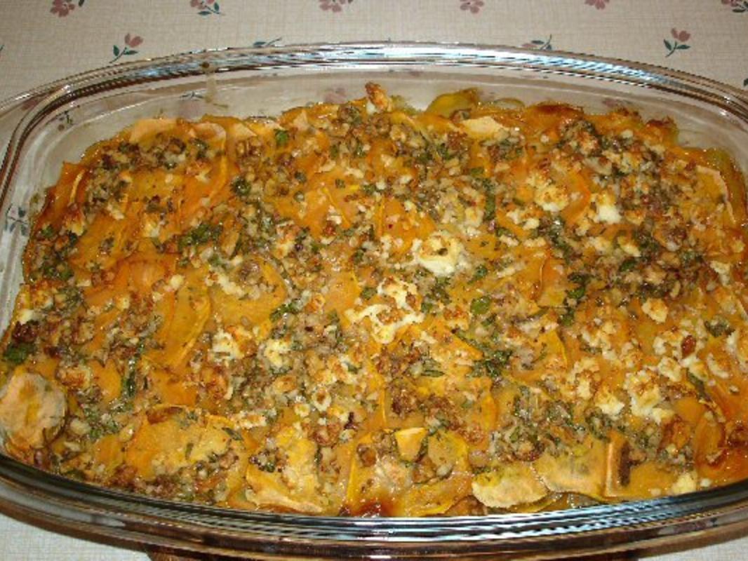 Süßkartoffel-Walnuss-Gratin - Rezept mit Bild - kochbar.de