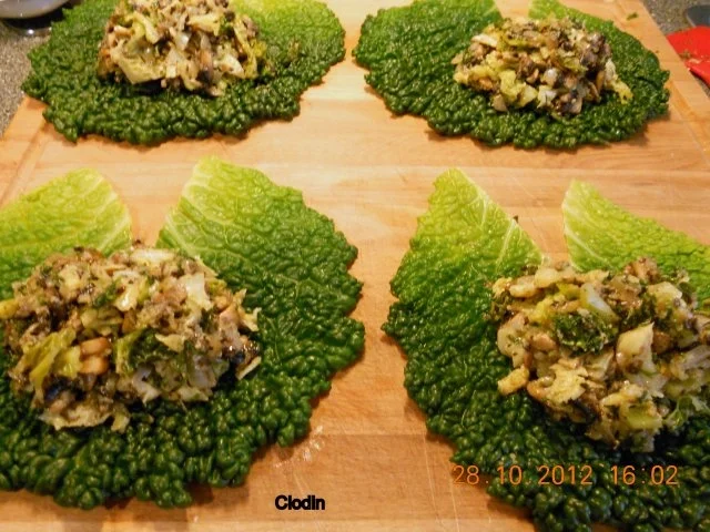 Champignons im Wirsingblatt - Rezept