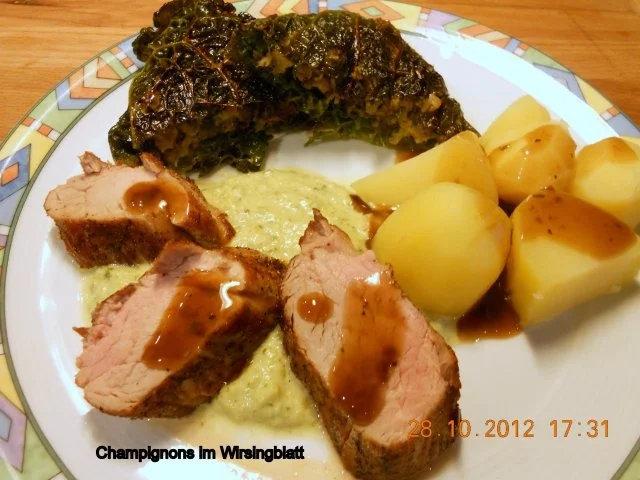 Champignons im Wirsingblatt - Rezept - Bild Nr. 3