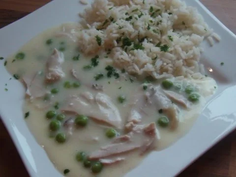 Hühnerfrikasee mit Reis - Rezept
