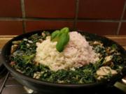 Hühnerbrust in Gorgonzola Soße an Blattspinat - Rezept