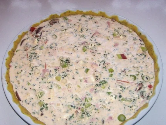 Gemüse-Kräuter-Quiche mit Champignons und Pecorino - Rezept - Bild Nr. 10
