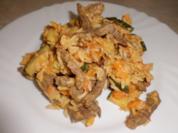 Pfannengericnt: Gemüse-Reispfanne mit Rindergeschnetzelten - Rezept