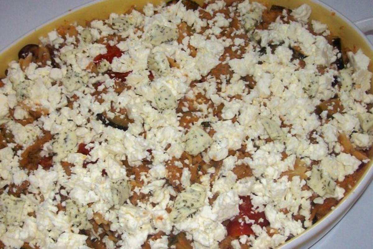 Mediterraner Farfalle-Auflauf mit Grillgemüse und Feta - Rezept - Bild Nr. 12