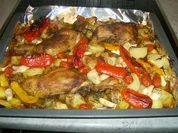 Hähnchen auf Gemüsebeet - Rezept