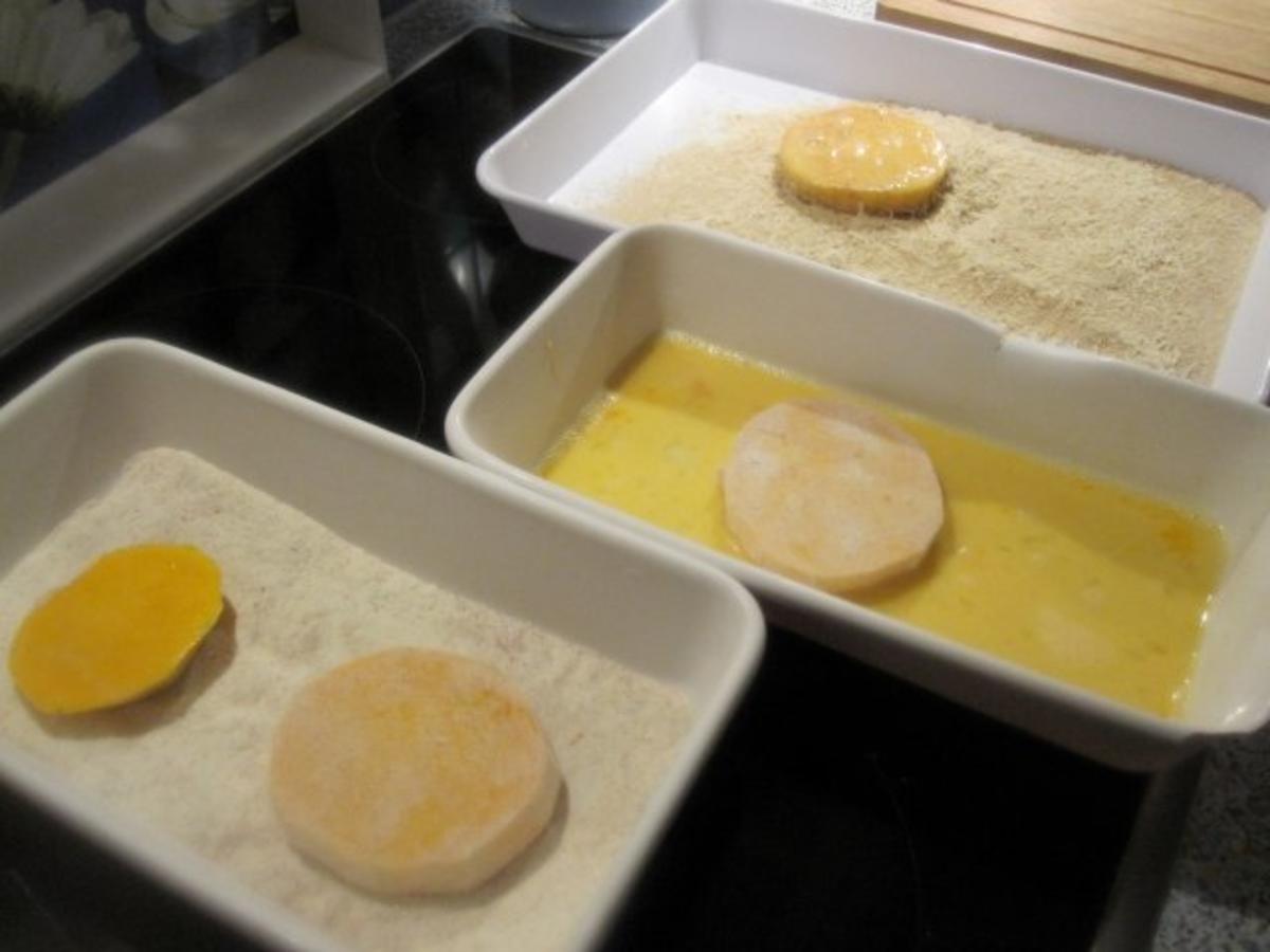Goldene Kürbistaler mit Joghurt-Dip - Rezept - Bild Nr. 6