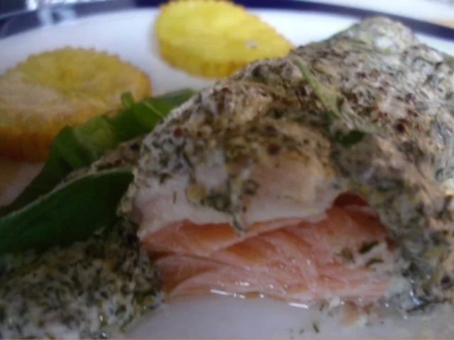 Rezept: Lachsfilet überbacken mit Kartoffelblüten Bild Nr. 13 Lachsfilet überbacken mit Kartoffelblüten - Rezept - Bild Nr. 13