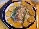 Lachsfilet überbacken mit Kartoffelblüten - Rezept