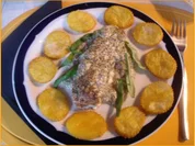 Lachsfilet überbacken mit Kartoffelblüten - Rezept