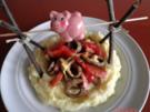 Rezepte für Kinder 16 :  "Lagerfeuer" mit "Schwein" am Spieß - Rezept