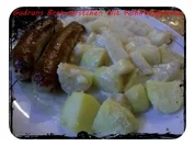 Fleisch: Bratwürstchen mit Kohlrabigemüse und Salzkartoffeln - Rezept