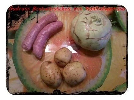 Fleisch: Bratwürstchen mit Kohlrabigemüse und Salzkartoffeln - Rezept - Bild Nr. 2