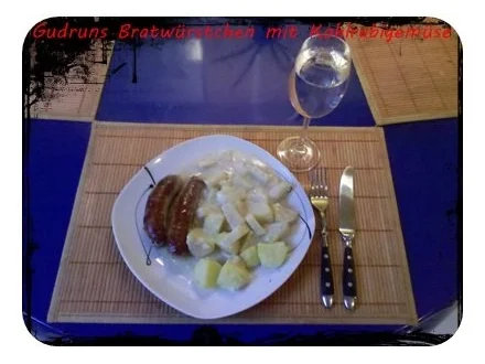 Fleisch: Bratwürstchen mit Kohlrabigemüse und Salzkartoffeln - Rezept - Bild Nr. 13