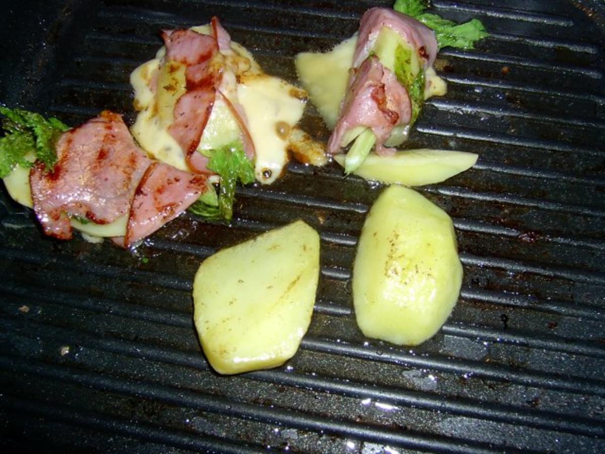 Raclette Grillkartoffeln mit Schinken-Käse Hülle - Rezept