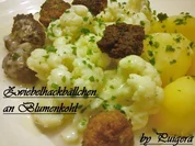 Rezept: Blumenkohl an Zwiebelhackbรคllchen und Salzkartoffeln Blumenkohl an Zwiebelhackbรคllchen und Salzkartoffeln - Rezept