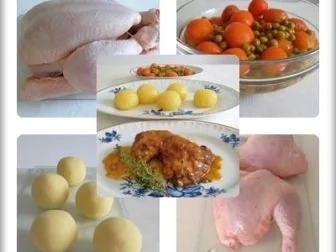 Geschmortes Rosmarin - Thymian Hähnchen mit Klößen und Gemüse dazu - Rezept - Bild Nr. 2