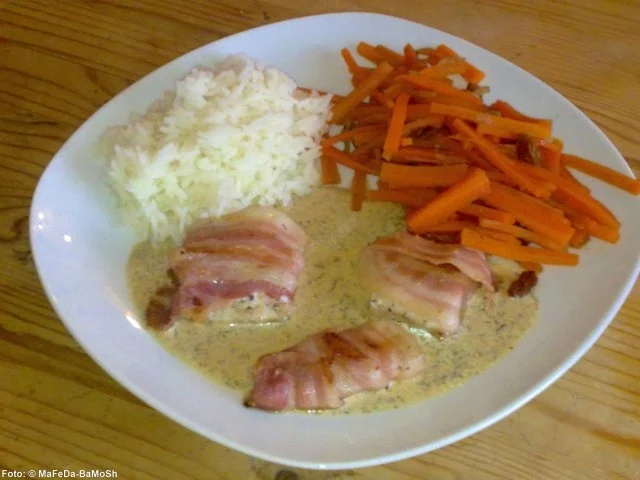 Seelachsfilet auf Meerrettich-Dill-Creme - Rezept