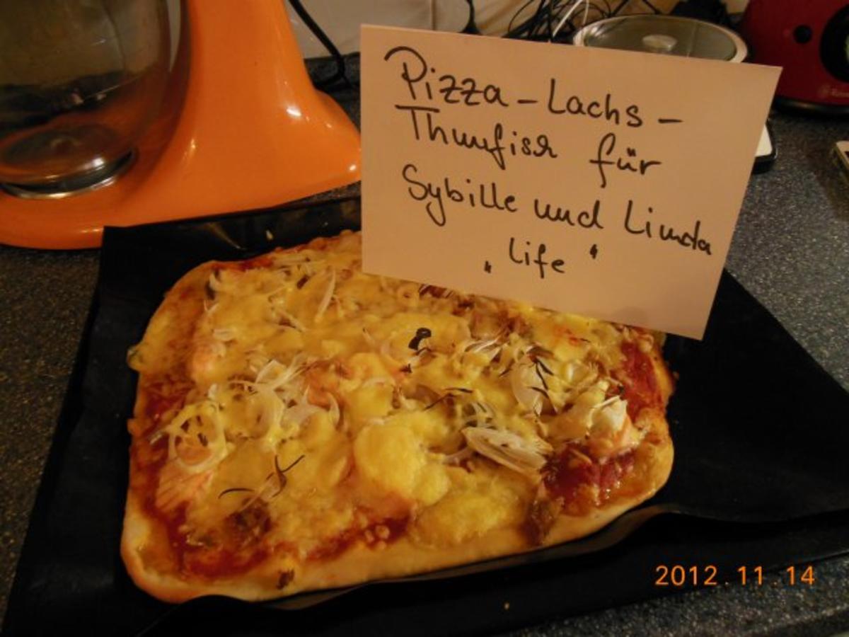 Pizza: Thunfisch-Lachspizza - Rezept