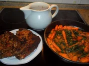 sesam-kalbschnitzel mit möhrchen - Rezept