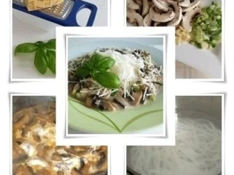 Rezept: Reis-Bandnudeln mit Champignons-Rahmsauce und Grana Padano Bild Nr. 2 Reis-Bandnudeln mit Champignons-Rahmsauce und Grana Padano - Rezept - Bild Nr. 2