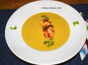 Fenchelcremesuppe mit gebratenen Garnelenschwänzen - Rezept