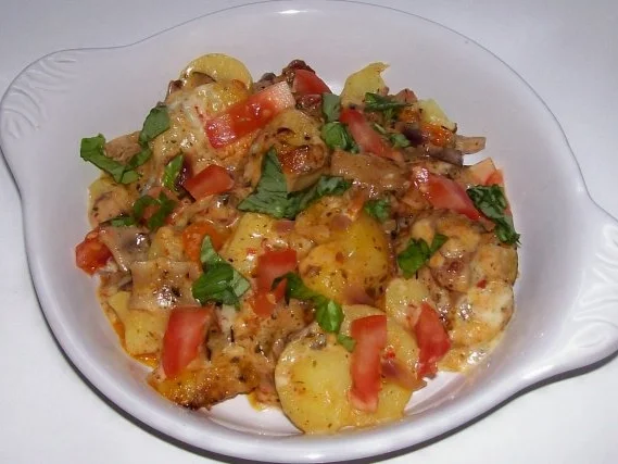 Würziger Kartoffel-Champignon-Auflauf mit Gorgonzola und Pesto-Guss - Rezept - Bild Nr. 14