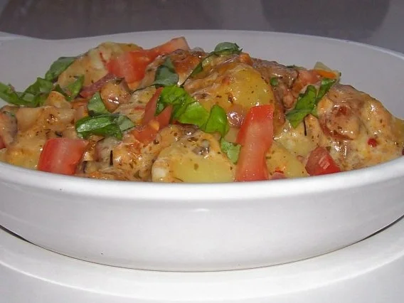 Würziger Kartoffel-Champignon-Auflauf mit Gorgonzola und Pesto-Guss - Rezept - Bild Nr. 15