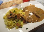 UHUDLER (= südburgenländischer Rose-Wein mit "Beerennote")-SCHNITZERL mit frischen Pilzen - Rezept