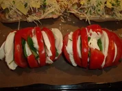 Rezept: Mozzarella-Tomaten aus dem Ofen; Beilage oder Vorspeise Mozzarella-Tomaten aus dem Ofen; Beilage oder Vorspeise - Rezept