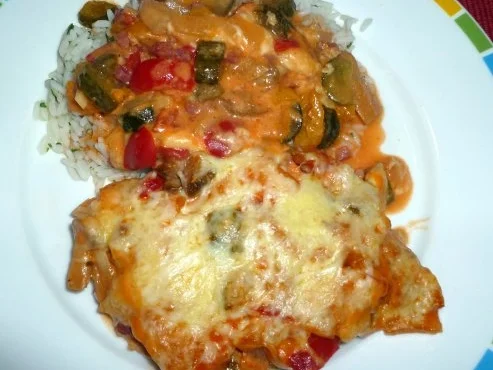 überbackene Schweineschnitzel mit Reis - Rezept