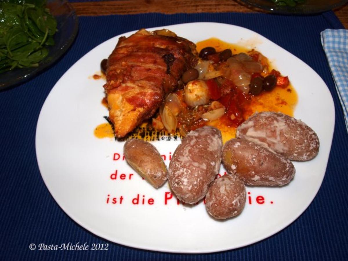 Bilder für Maishähnchensupréme alla Saltimbocca mit Pesto-Rosso - Rezept