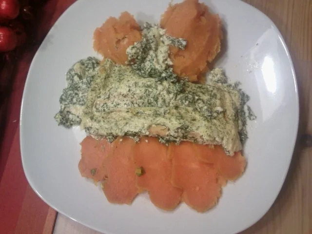 Rezept: Lachs mit Sojasahne auf Süsskartoffel-Spiegel Bild Nr. 6 Lachs mit Sojasahne auf Süsskartoffel-Spiegel - Rezept - Bild Nr. 6