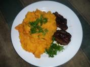 Rezept: Kürbis-Kartoffelbrei mit Rinderleber Kürbis-Kartoffelbrei mit Rinderleber - Rezept
