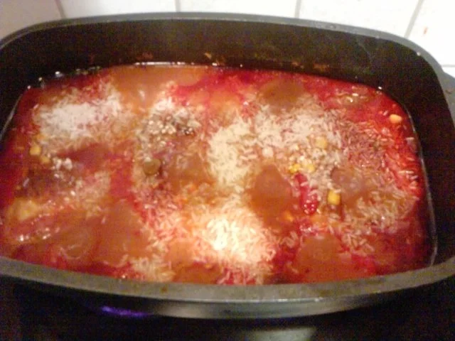 HÄHNCHENSCHENKEL DIABLO IN GEMÜSE UND REIS GEBETTET - Rezept - Bild Nr. 10