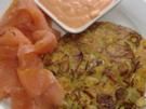 Kartoffel-Lauch-Rösti mit Räucherlachs - Rezept