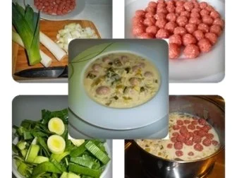 Lauch-Käsesuppe mit Mettwurst  Bällchen - Rezept - Bild Nr. 2