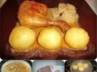 Rezept: Rosmarin-Thymian Hähnchen mit würzigem Sauerkraut und Kartoffelklößen dazu. Bild Nr. 16 Rosmarin-Thymian Hähnchen mit würzigem Sauerkraut und Kartoffelklößen dazu. - Rezept - Bild Nr. 16