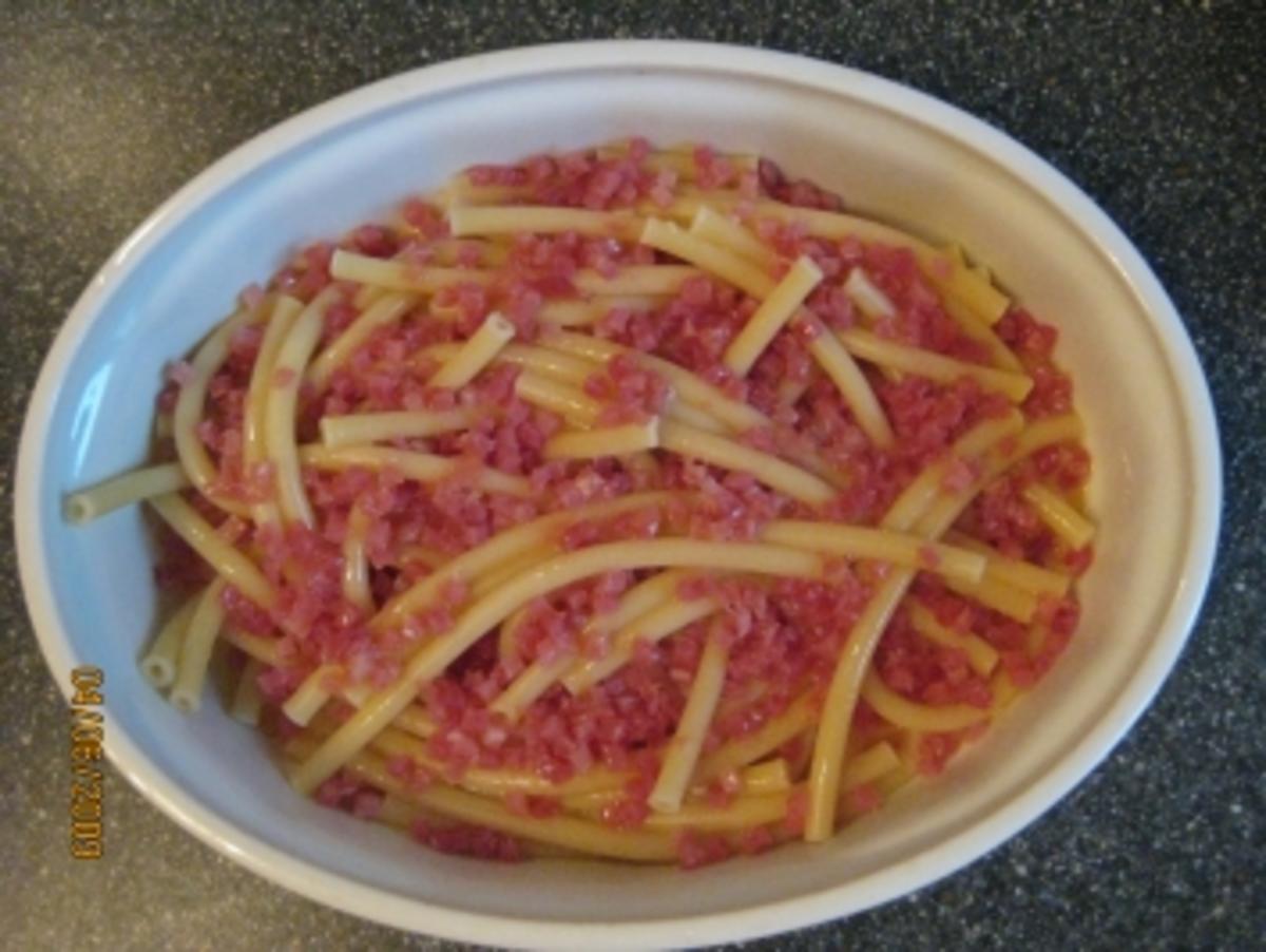 Bilder für Deftiger Nudelauflauf mit Speck,Parmesan u. Ketchup - Rezept