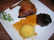 1. Advent-Menü (Entenbraten mit gezupftem Rotkohl , Riesengarnelen auf winterlichem Salat - Rezept