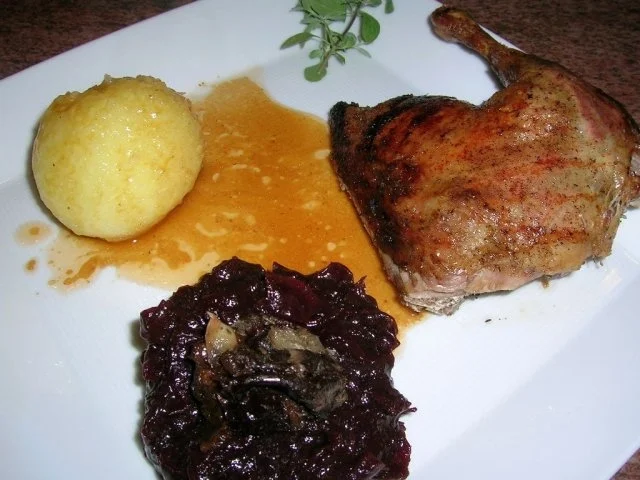 1. Advent-Menü (Entenbraten mit gezupftem Rotkohl , Riesengarnelen auf winterlichem Salat - Rezept - Bild Nr. 10